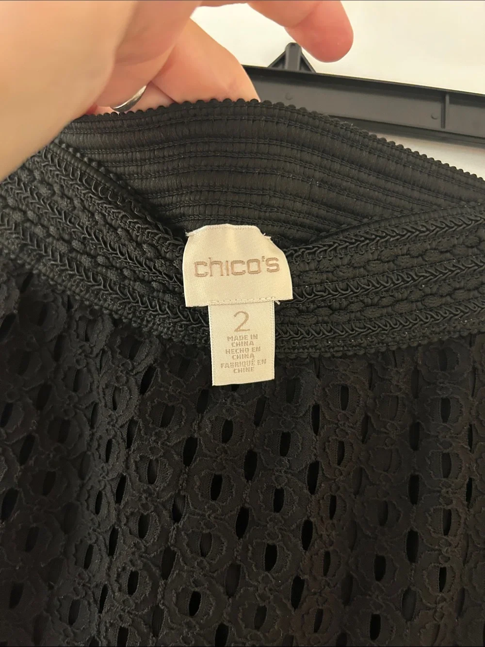Chico's Black A-Line Eyelet Midi Skirt
